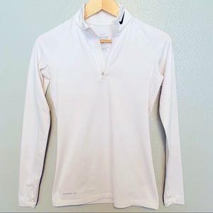 Nike Pro Combat white Dri Fit Half Zip Size Small
